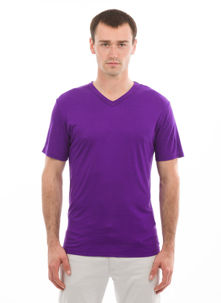 purple mens short sleeve vneck tshirt amethyst